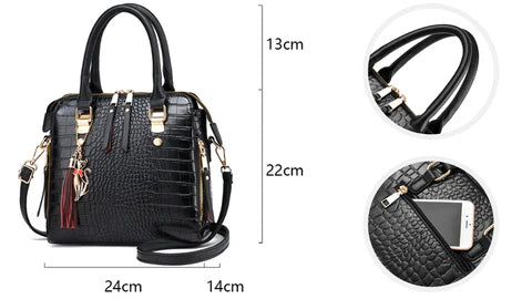 Sac à Main en Cuir pour Femme au Motif Crocodile