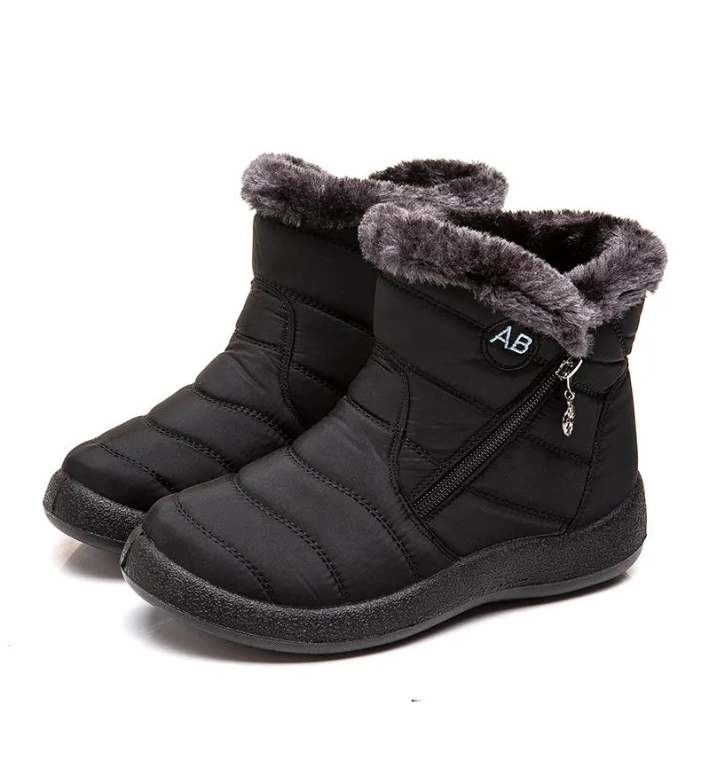 Bottes Femme d’Hiver Imperméables à Tige Moyenne avec Doublure en Peluche