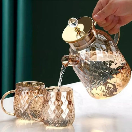 Bouilloire en Verre Borosilicate avec Couvercle en Inox