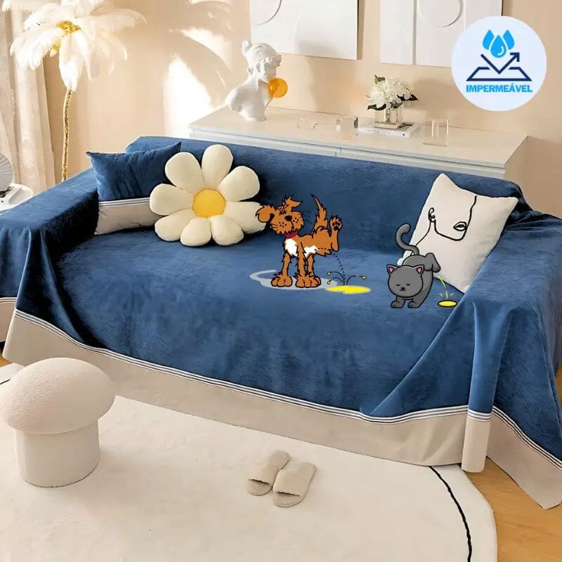 Housse de Protection de Canapé Anti-Pipi pour Chiens et Chats en Chenille