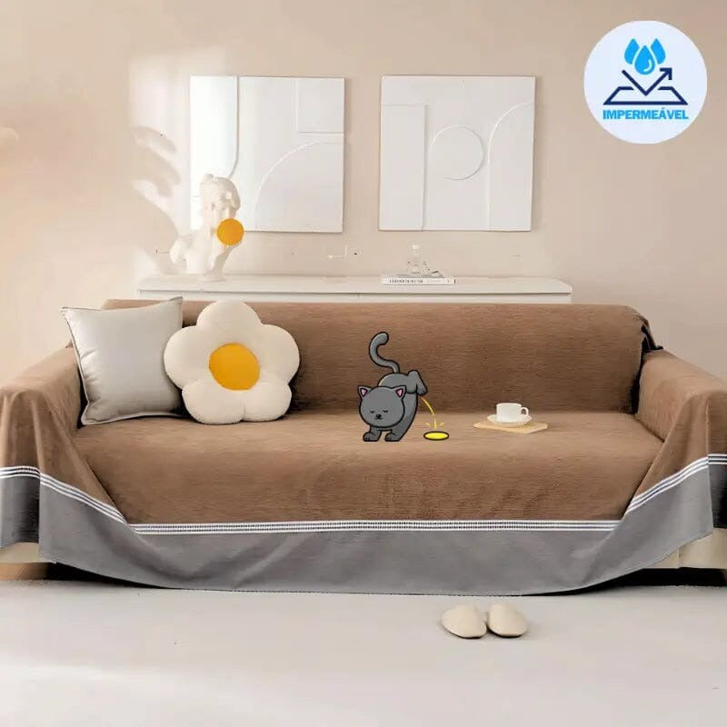 Housse de Protection de Canapé Anti-Pipi pour Chiens et Chats en Chenille