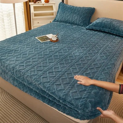 Housse de Matelas d'Hiver Matelassée en Velours