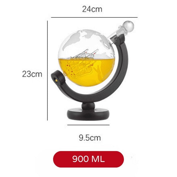 Carafe à Whisky Globe en Verre avec Support Élégant