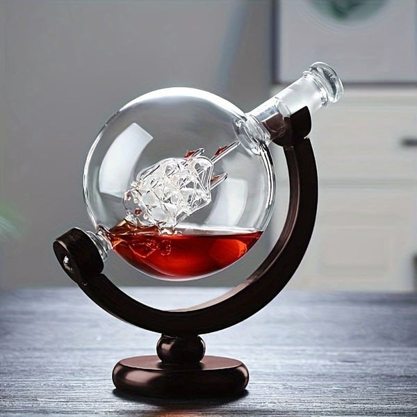 Carafe à Whisky Globe en Verre avec Support Élégant