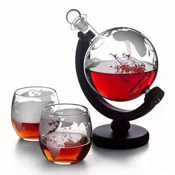 Carafe à Whisky Globe en Verre avec Support Élégant