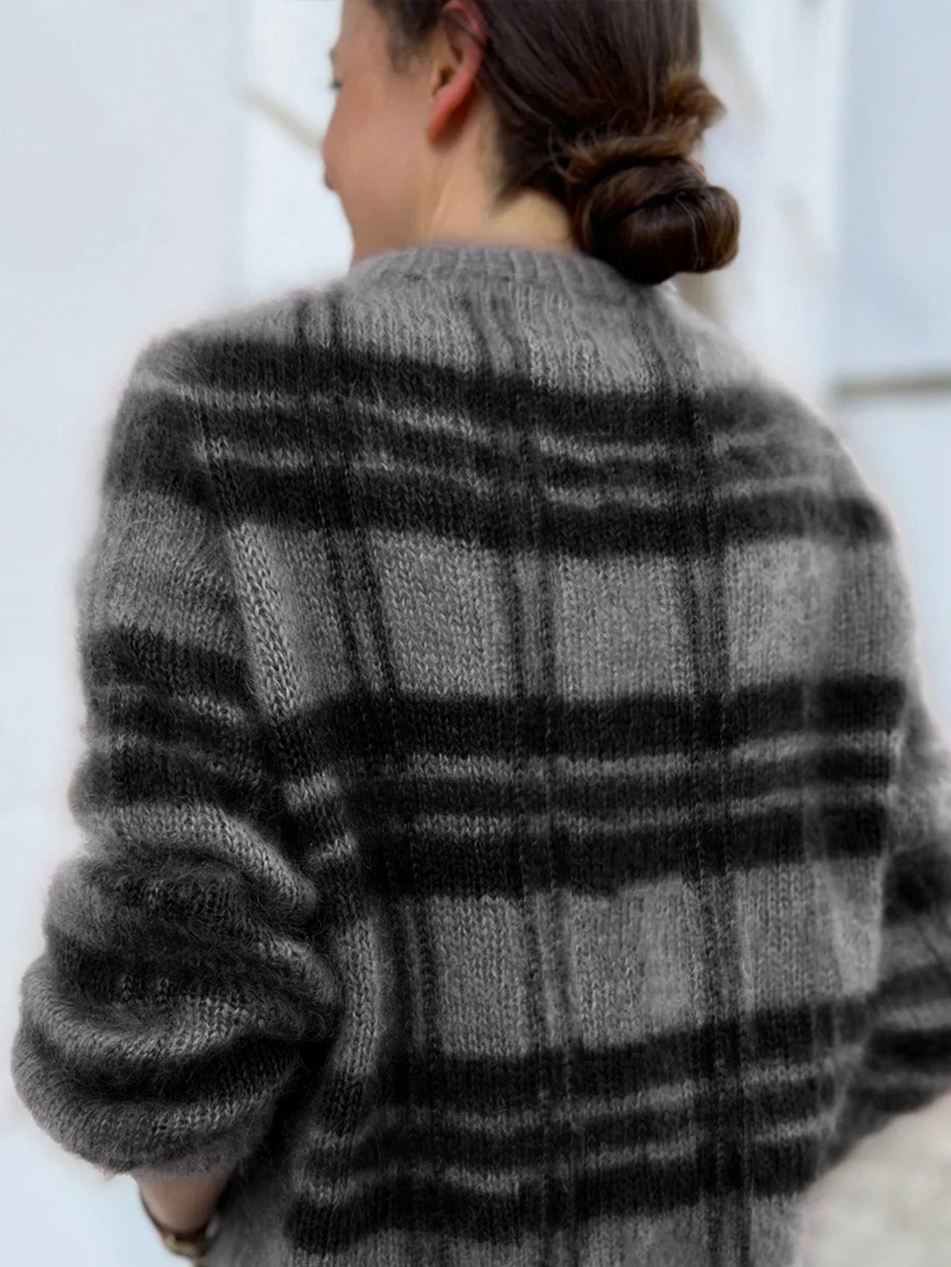 Cardigan en Tricot Femme Rayé Décontracté pour l’Hiver