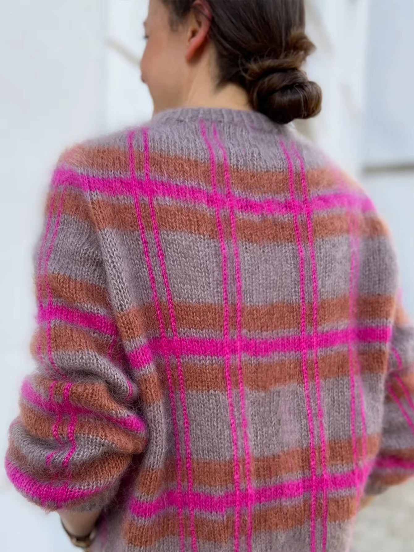 Cardigan en Tricot Femme Rayé Décontracté pour l’Hiver
