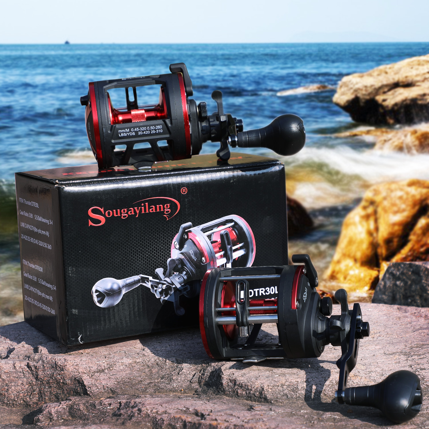 Moulinet de Pêche Profil Haut - 25kg Max Drag 3+1 Roulements - Sougayilang