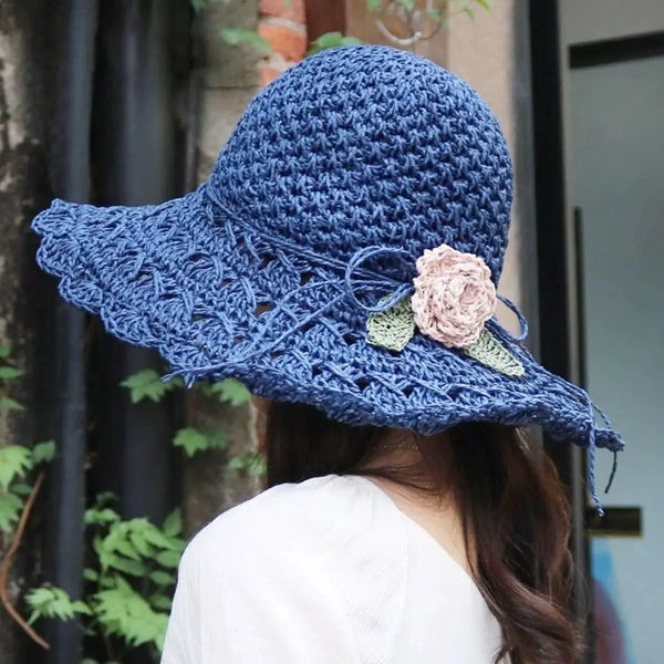Chapeau d'Été Femme en Crochet Floral