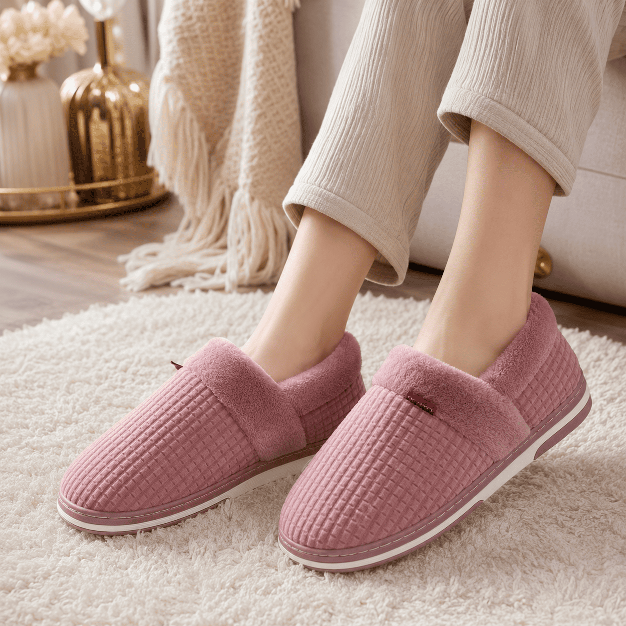 Chaussons anatomiques chauds et antidérapants pour l’hiver