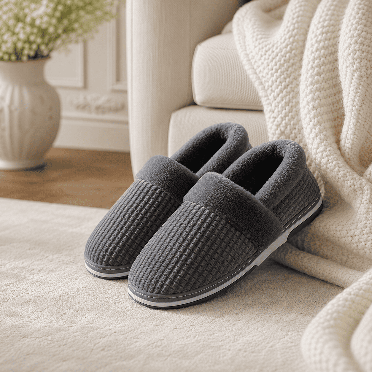 Chaussons anatomiques chauds et antidérapants pour l’hiver