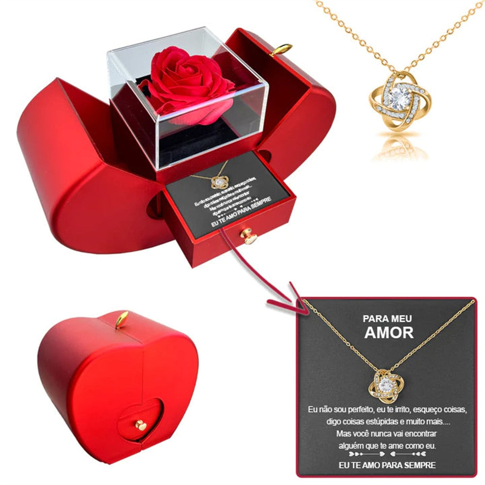 Collier en Argent 925 avec Pendentif Rose et Lettre d'Amour - LoveLetter