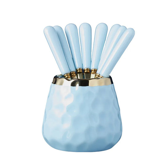 Ensemble de Couverts en Acier Inoxydable avec Manche en Céramique