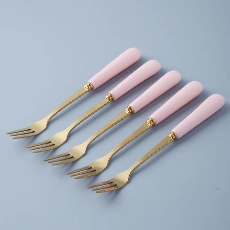Ensemble de Couverts en Acier Inoxydable avec Manche en Céramique