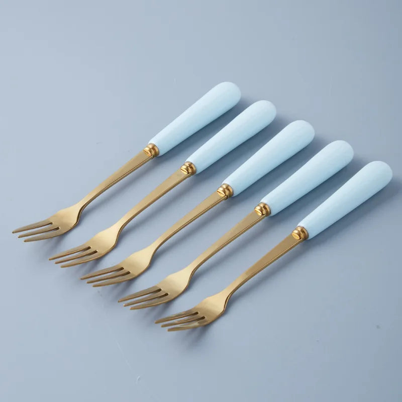 Ensemble de Couverts en Acier Inoxydable avec Manche en Céramique