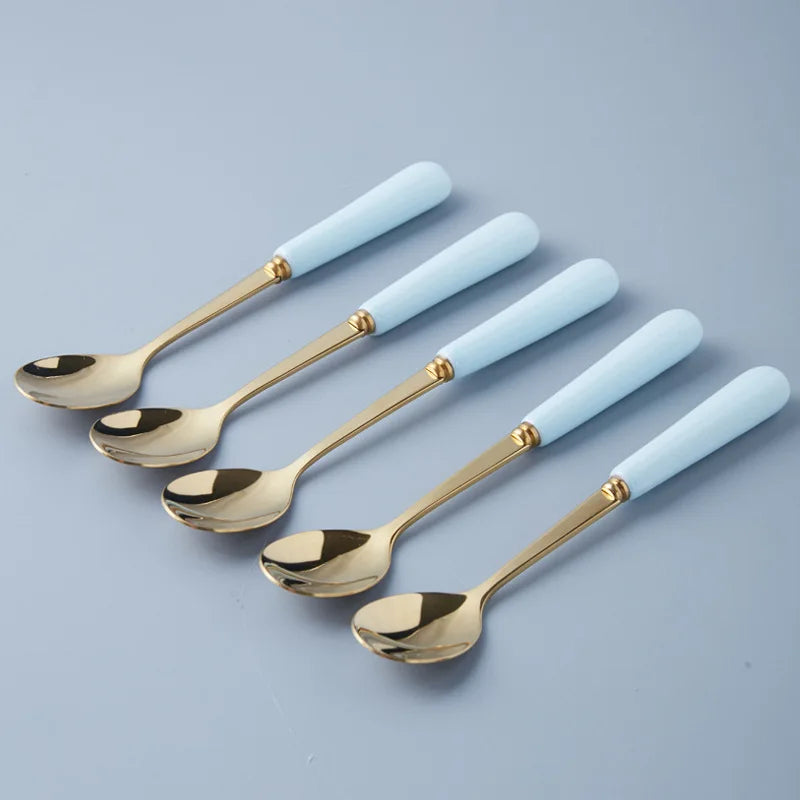 Ensemble de Couverts en Acier Inoxydable avec Manche en Céramique