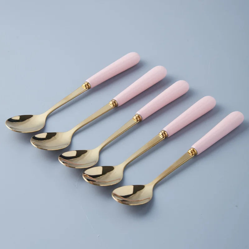 Ensemble de Couverts en Acier Inoxydable avec Manche en Céramique