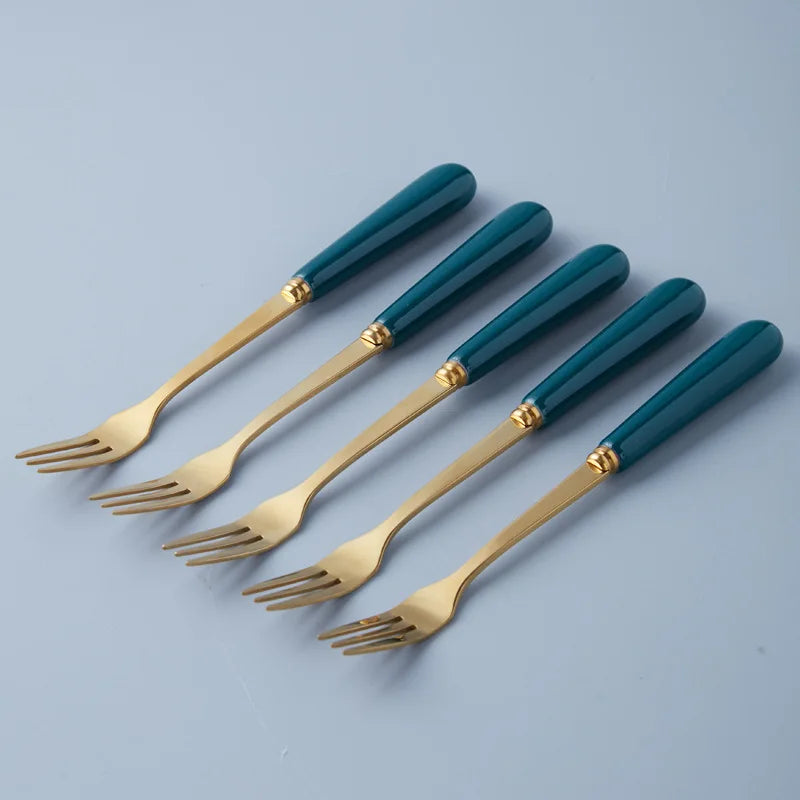 Ensemble de Couverts en Acier Inoxydable avec Manche en Céramique