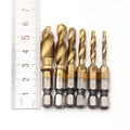 Kit 6 Forets en Acier Titanium 2 en 1 - Perce et Taraude
