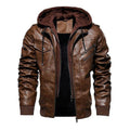 Veste Homme en Cuir 100% Véritable à Capuche Amovible