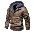 Veste Homme en Cuir 100% Véritable à Capuche Amovible
