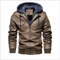 Veste Homme en Cuir 100% Véritable à Capuche Amovible