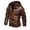 Veste Homme en Cuir 100% Véritable à Capuche Amovible