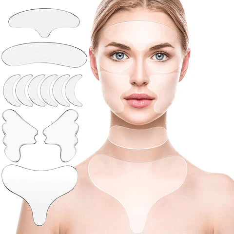 Kit de 16 Patchs Anti-Rides et Ridules Réutilisables - Visage, Cou et Décolleté