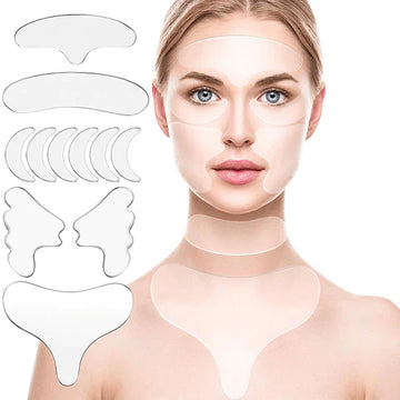 Kit de 16 Patchs Anti-Rides et Ridules Réutilisables - Visage, Cou et Décolleté