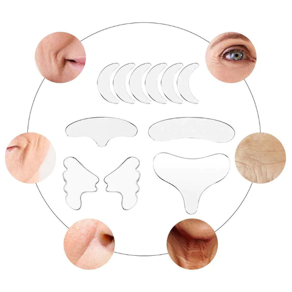 Kit de 16 Patchs Anti-Rides et Ridules Réutilisables - Visage, Cou et Décolleté
