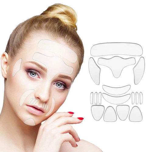 Kit de 16 Patchs Anti-Rides et Ridules Réutilisables - Visage, Cou et Décolleté