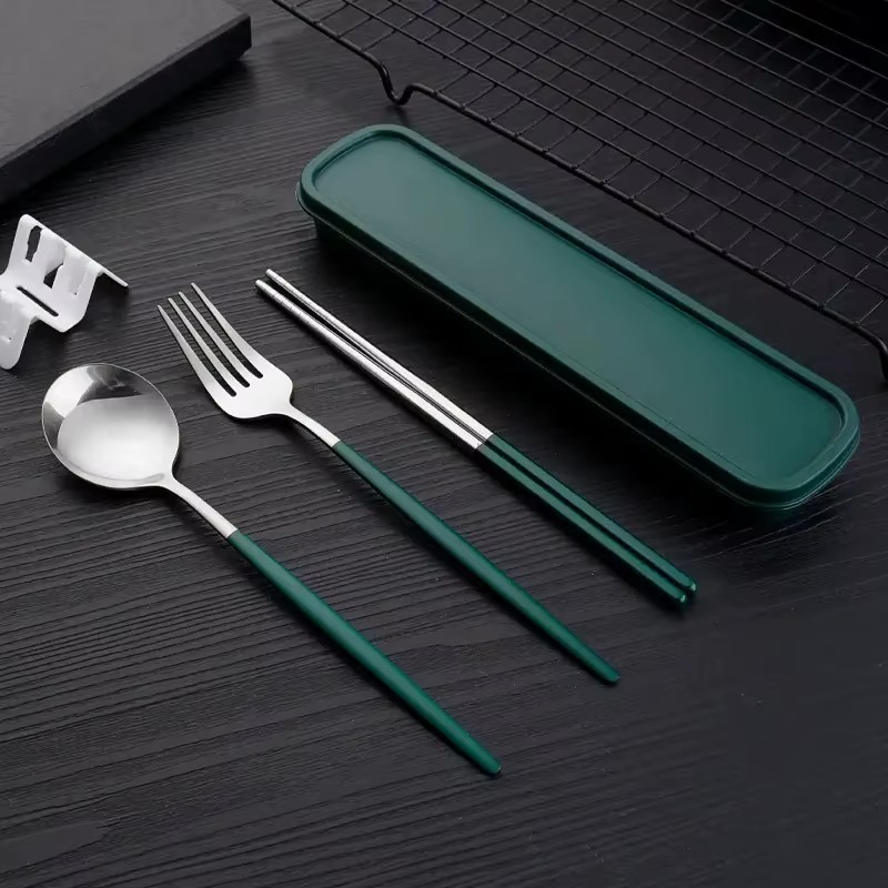 Kit de couverts portable 3 pièces en acier inoxydable