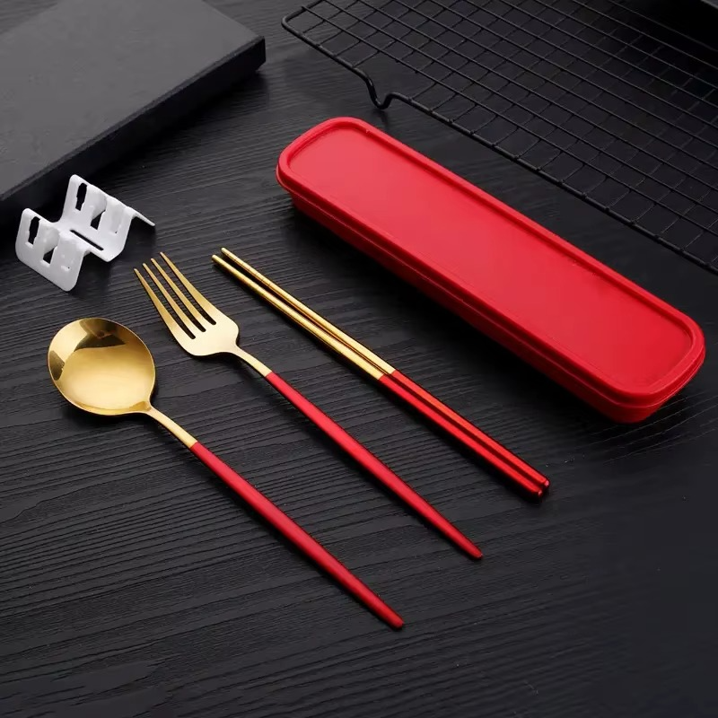 Kit de couverts portable 3 pièces en acier inoxydable