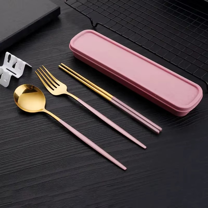 Kit de couverts portable 3 pièces en acier inoxydable