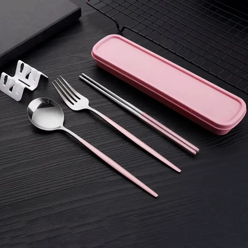 Kit de couverts portable 3 pièces en acier inoxydable