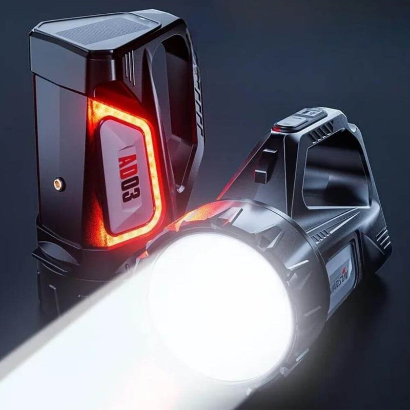 Lampe Torche Rechargeable à Énergie Solaire avec Batterie Externe Intégrée
