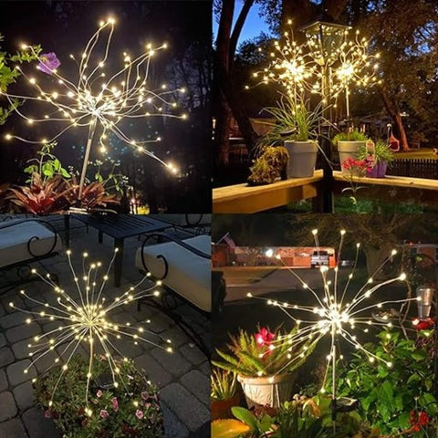 Lampe LED Solaire Feux d'Artifice de Jardin
