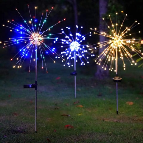 Lampe LED Solaire Feux d'Artifice de Jardin