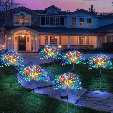 Lampe LED Solaire Feux d'Artifice de Jardin