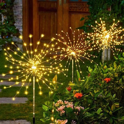 Lampe LED Solaire Feux d'Artifice de Jardin