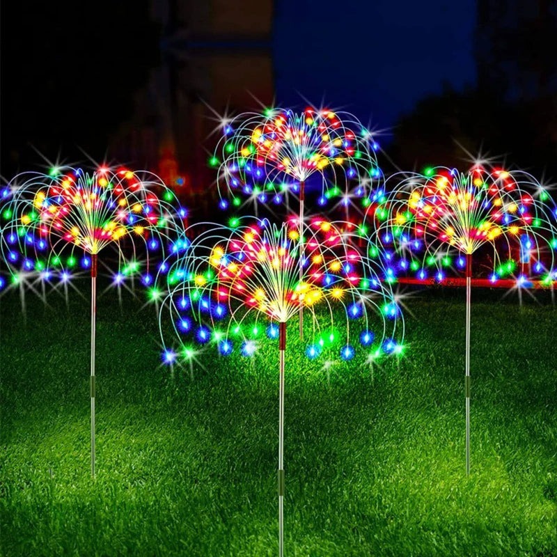 Lampe LED Solaire Feux d'Artifice de Jardin
