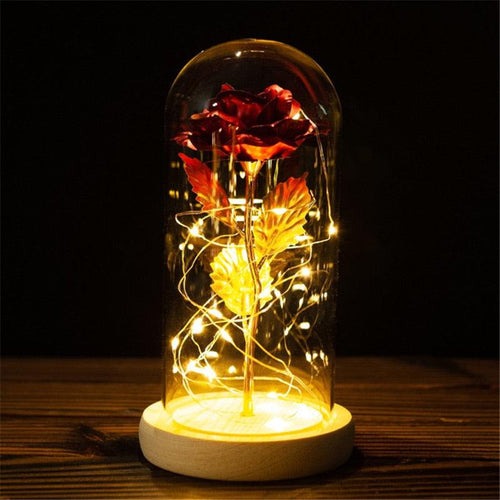 Lampe Rose Éternelle sous Cloche en Verre - BloomLight