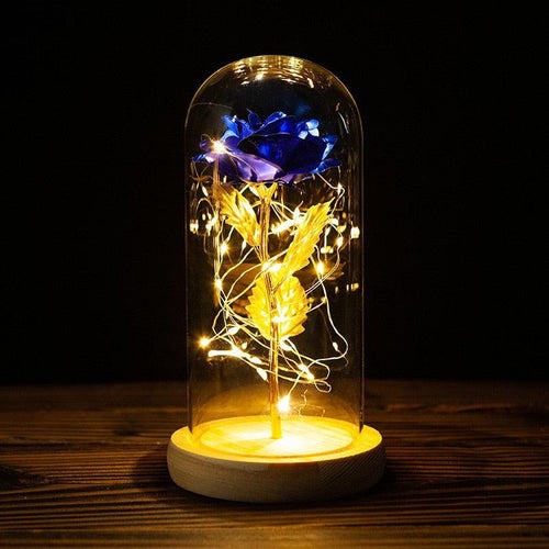 Lampe Rose Éternelle sous Cloche en Verre - BloomLight