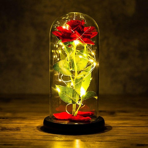 Lampe Rose Éternelle sous Cloche en Verre - BloomLight
