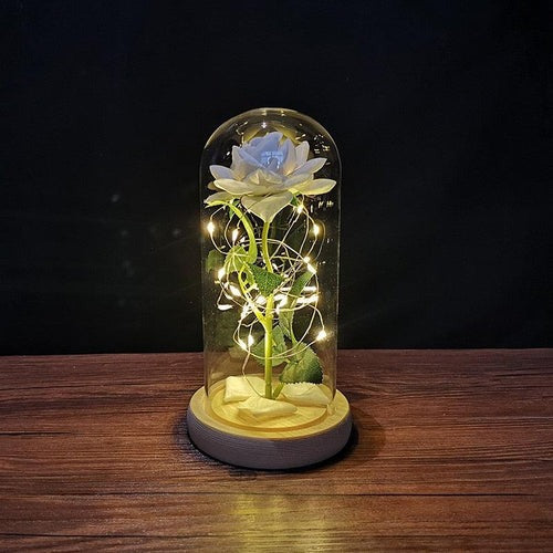 Lampe Rose Éternelle sous Cloche en Verre - BloomLight