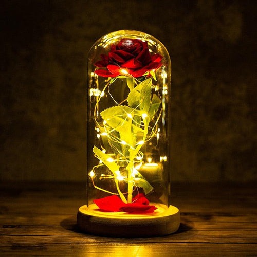 Lampe Rose Éternelle sous Cloche en Verre - BloomLight
