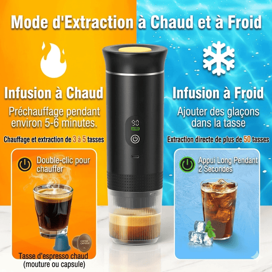 Machine à expresso portable 3-en-1 — Sans fil, Voiture & Voyage | BrewGo Pro + Kit de nettoyage offert