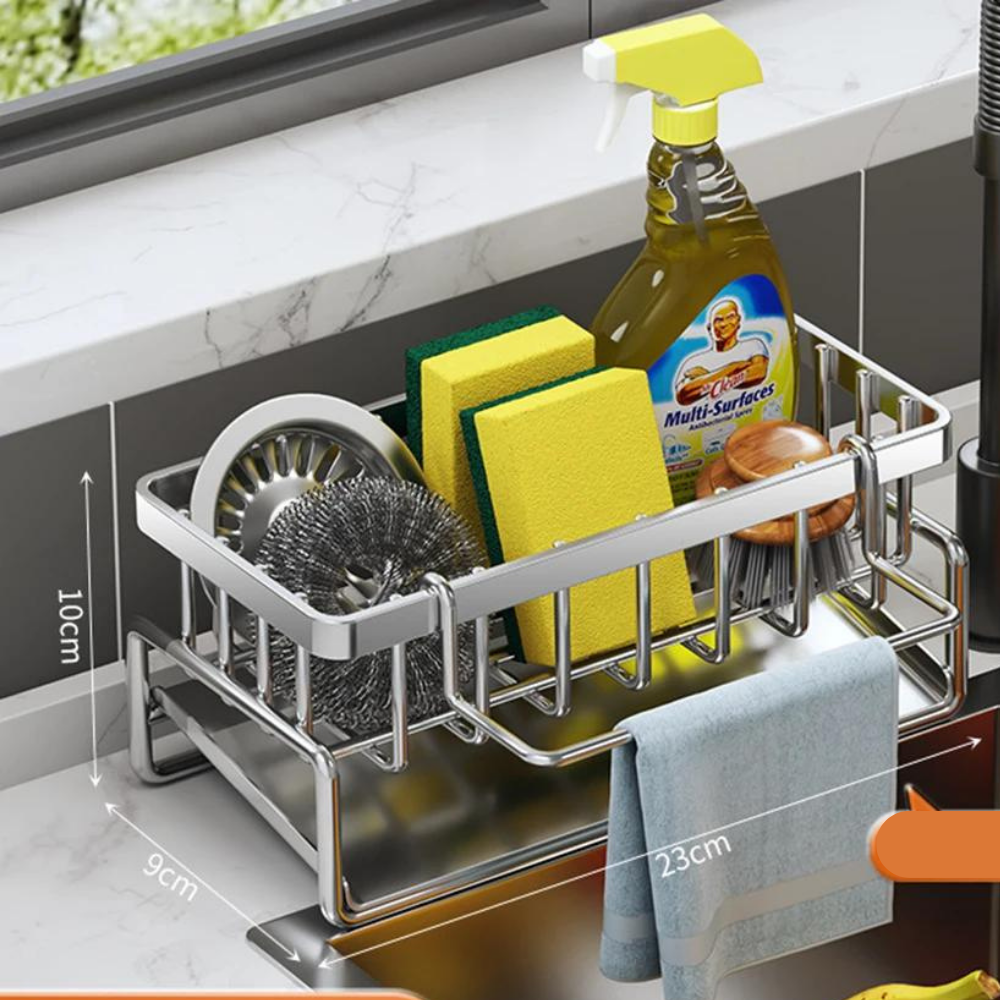 Organisateur d’Évier Auto-Drainant en Acier Inoxydable