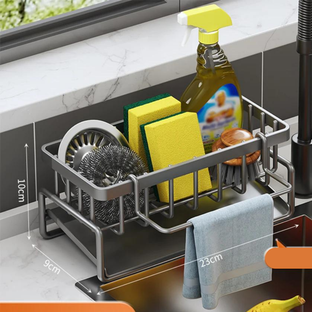Organisateur d’Évier Auto-Drainant en Acier Inoxydable