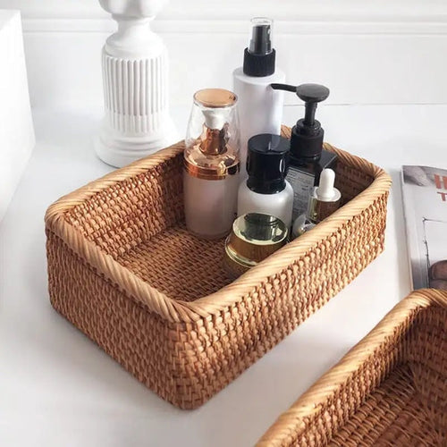 Panier de Rangement Multifonction en Rotin Tressé Artisanal